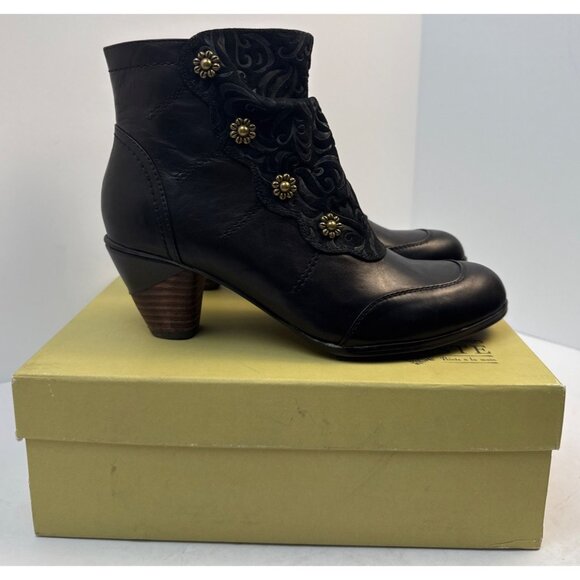 L'Artiste by Spring Step Women's Belgard Black Leather Ankle Bootie Size 39 - Picture 2 of 11